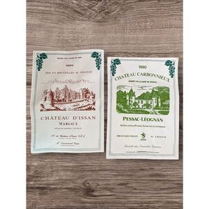 Set 2 Vintage French Chateau Wine Tea Towels 1990 France Cotton Unused